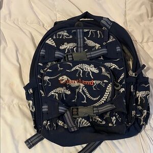Pottery Barn Blue Dinosaur Skeleton Backpack “Courtland”